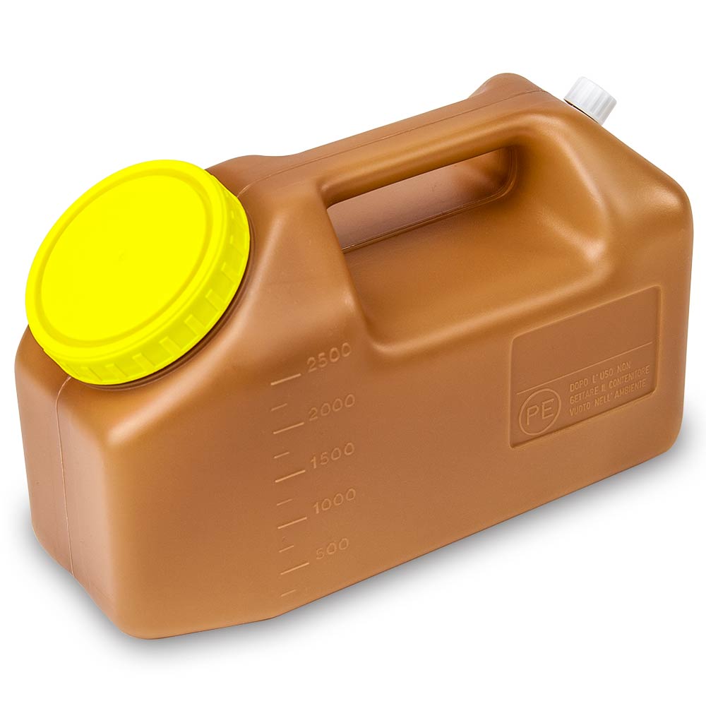 Globe Scientific Container, 24 Hour Urine Collection, 2500mL (2.5 Liter), Affixed Screwcap, Amber Image