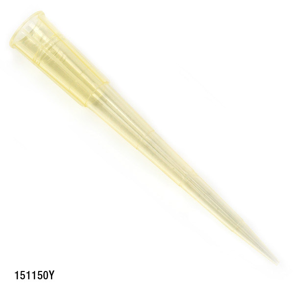 Globe Scientific Pipette Tip, 1 - 200uL, Certified, Universal, Graduated, Yellow, 54mm, 96/Refill Plate, 10 Refill Plates/Box Image