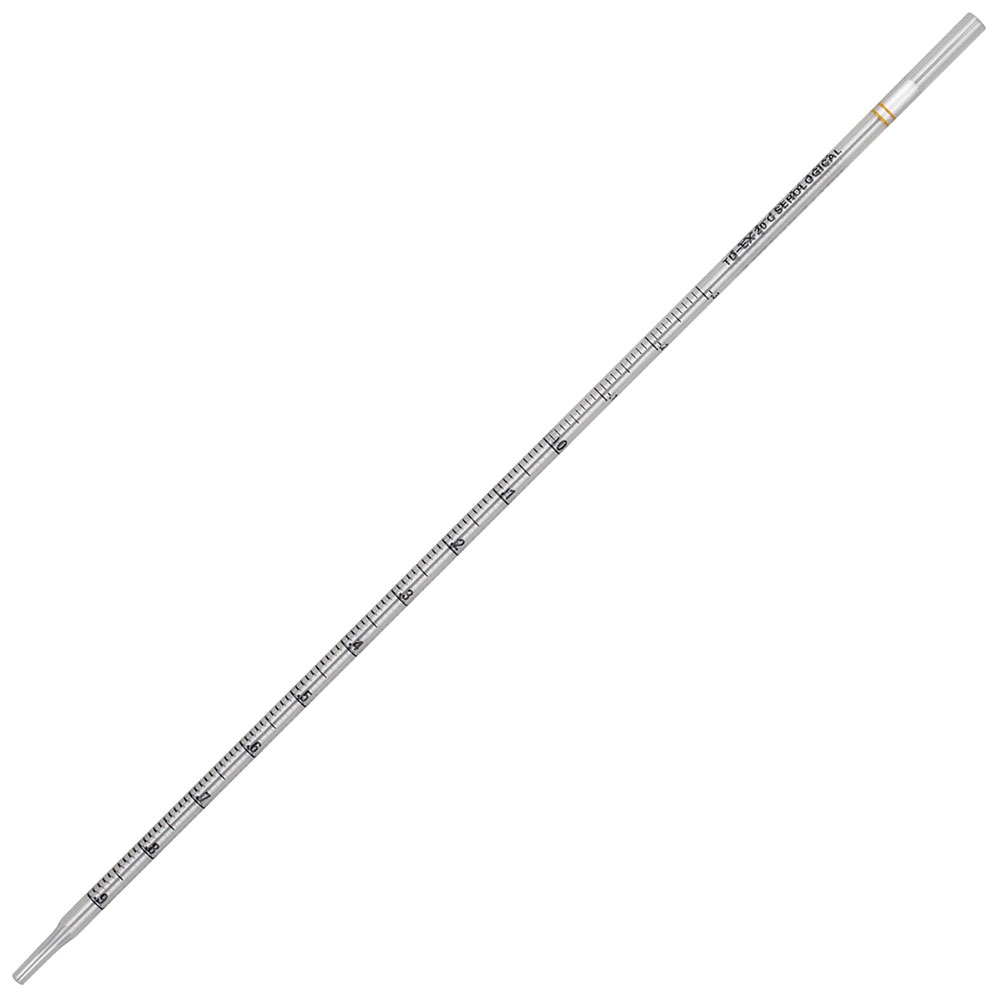 Globe Scientific Serological Pipette, Diamond Essentials, 1mL, PS, Standard Tip, 275mm, STERILE, Yellow Band, Individually Wrapped, 100/Bag, 5 Bags/Unit Image