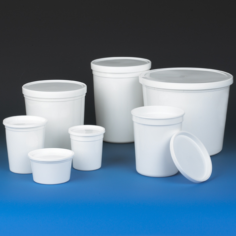 Globe Scientific Container, Multi-Purpose, PE, Economy Style, 8oz (240mL), Tall Style, Separate Snap Lid, White Image
