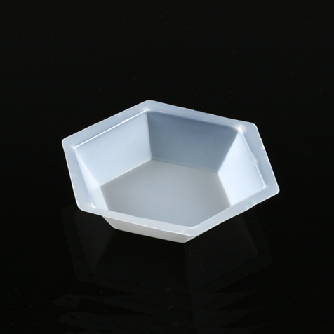 Globe Scientific Weighing Boat, Plastic, Hexagonal, Antistatic, PS, White, Medium, 50mL Image