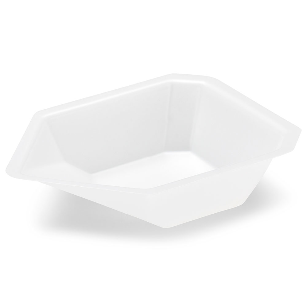 Globe Scientific Weighing Boat Vessel, Plastic, with Pour Spout, Antistatic, PS, White/Natural, 25mL Image