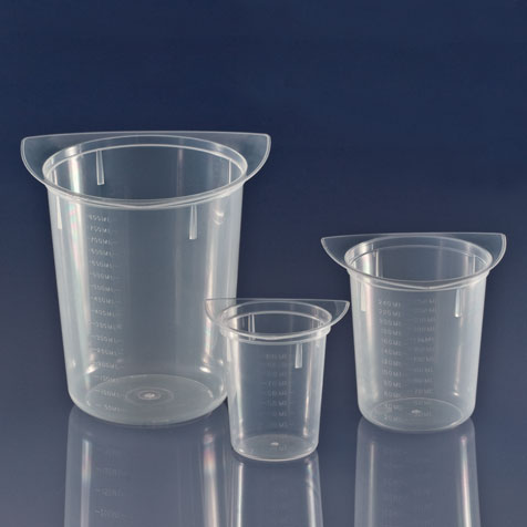 Globe Scientific Beaker, Three Corner, Clarified PP, Graduated, 50mL Image