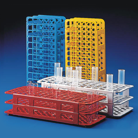 Globe Scientific Snap-N-Rack Tube Rack for 20mm and 21mm Tubes, 40-Place, PP, Red Image