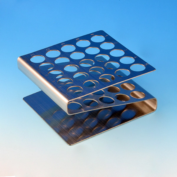 Globe Scientific Rack, Tube, 12/13mm, 50-Place, Stainless Steel "Z" Shape Image