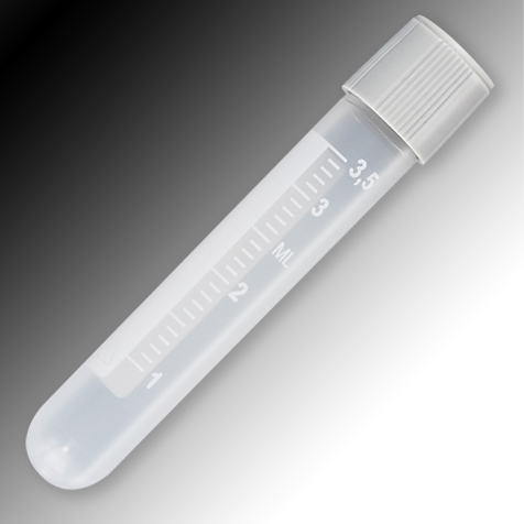 Globe Scientific Sample Tube, 4mL, External Threads, PP, White Graduations & Marking Area, Round Bottom Image