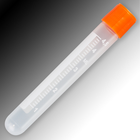 Globe Scientific Sample Tube, 5mL, External Threads, PP, White Graduations & Marking Area, Round Bottom Image