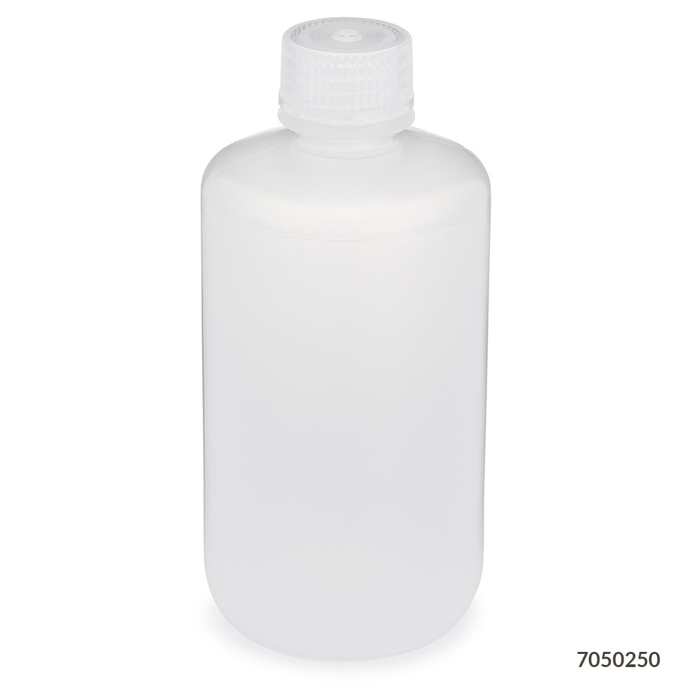 Globe Scientific Bottle, Narrow Mouth, PP Bottle, Attached PP Screw Cap, 250mL, 12/Pack Image