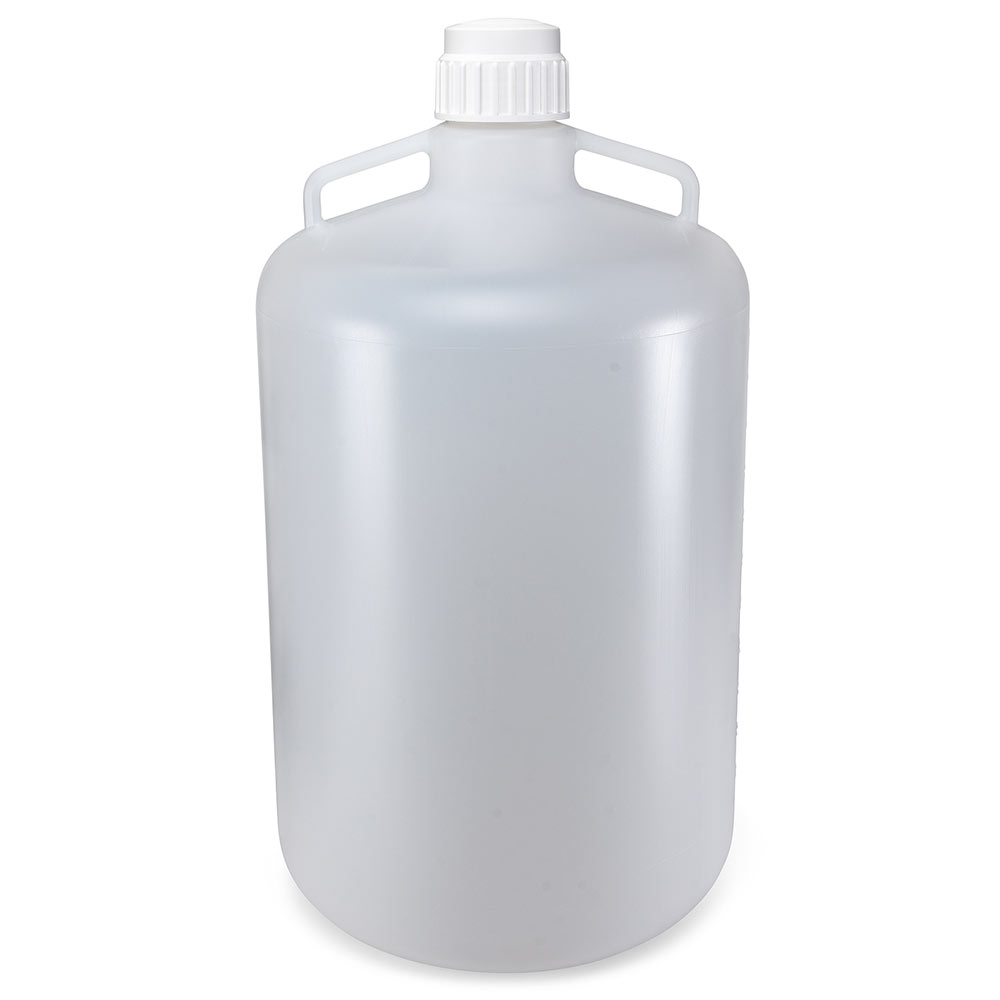 Globe Scientific Carboy, Round with Handles, PP, White PP Screwcap, 50 Liter, Molded Graduations, Autoclavable Image