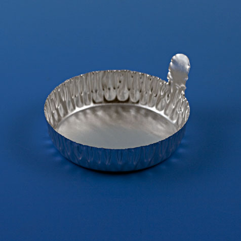 Globe Scientific Aluminum Dish, 60mm, 1.3g (40mL), Crimped Side with Tab, 100/Pack, 10 Packs/Carton Image