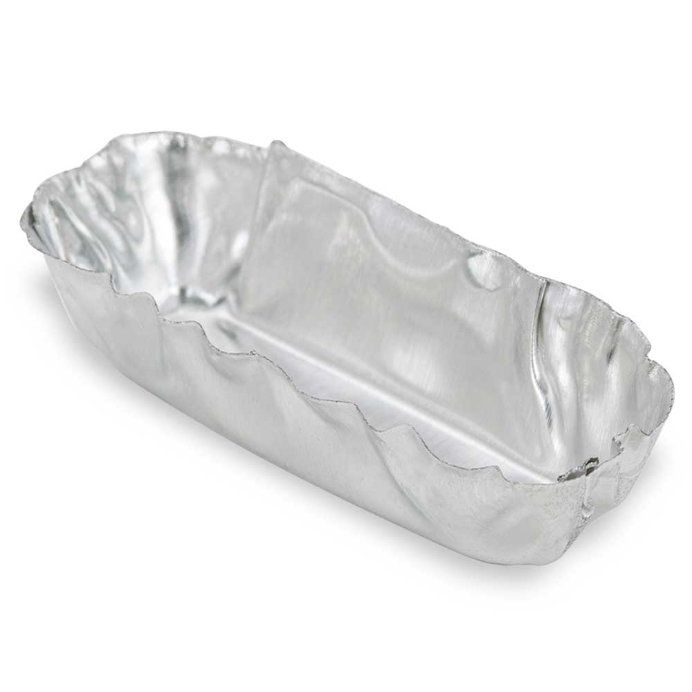 Globe Scientific Aluminum Micro Weigh Dish, Rectangle, 25L x 7W x 7H mm, 1.12ml Image