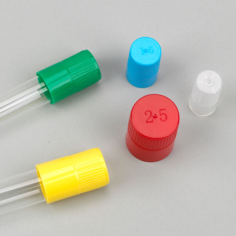 Globe Scientific Diamond Culture Tube Cap for 13mm Glass Culture Tubes, PP, Red, 100/Bag, 10 Bags/Carton Image