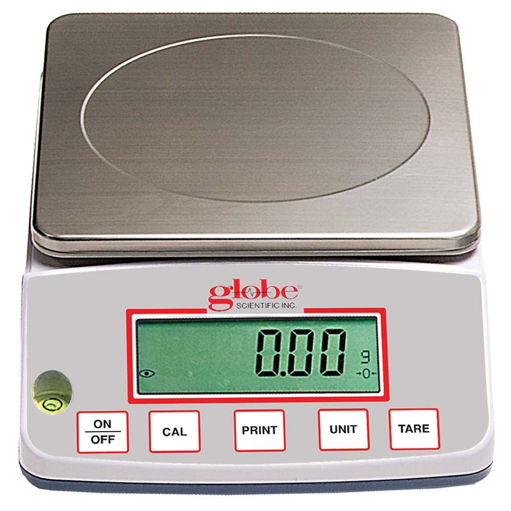 Globe Scientific Balance, Toploading, Basic, High Capacity, Portable, 1000g X 0.01g, External Calibration, 100-240V, 50-60Hz, External Batteries, Includes ISO/IEC 17025:2017 Caibration Certificate Image