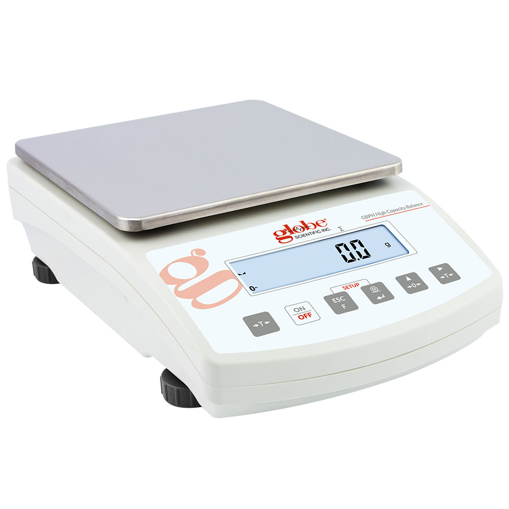 Globe Scientific Balance, Toploading, Precision, High Capacity, Portable, 10000g X 0.1g, External Calibration, 100-240V, 50-60Hz, Rechargeable Internal Battery, Includes ISO/IEC 17025:2017 Caibration Certificate Image