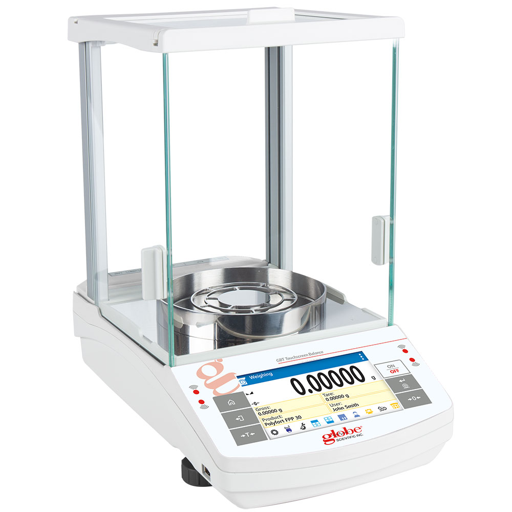 Globe Scientific Balance, Analytical, Touchscreen, 82/220g x 0.01/0.1mg, Internal Calibration, 100-240V, 50-60Hz Image
