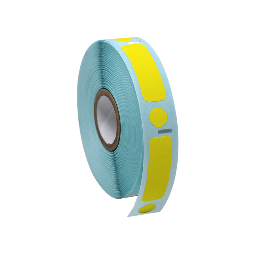 Globe Scientific Label/Dot Combo Roll, Cryo, Direct Thermal, 38x13mm & 9.5mm Dot, for 2.0mL Tubes, Yellow Image
