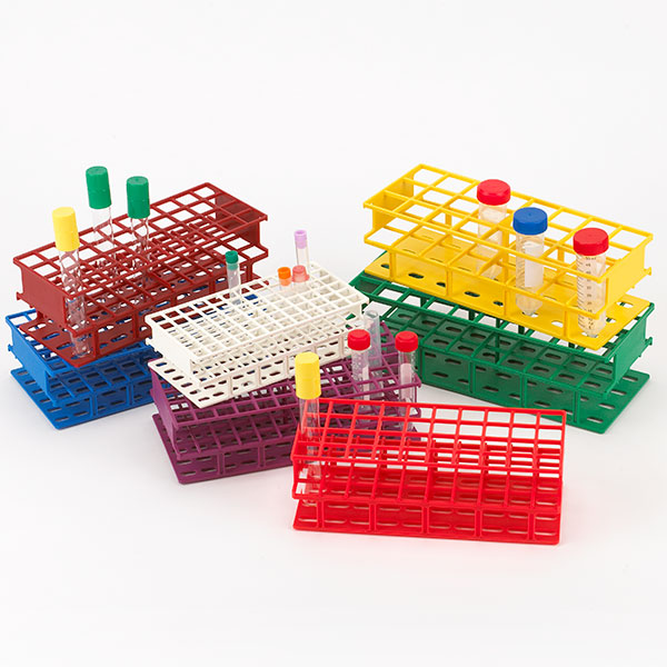 Globe Scientific Wireless Tube Rack, 25mm, Full Size: 40-Place, Nylon, Red Image