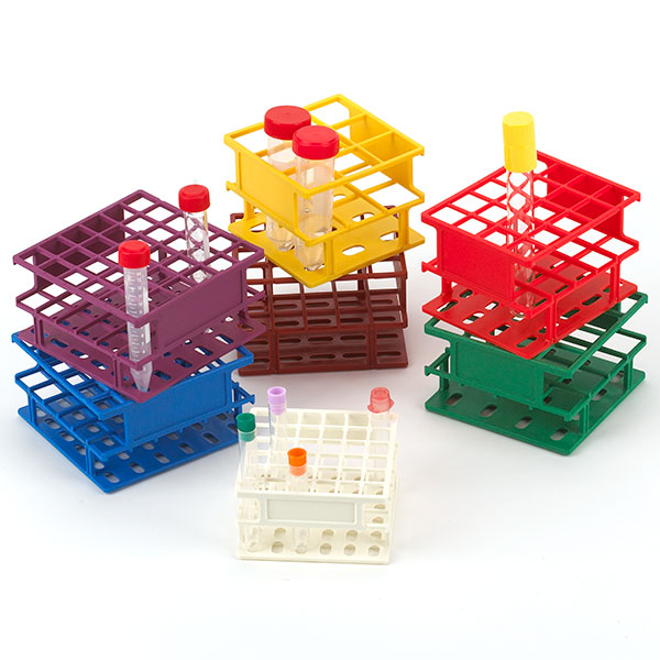 Globe Scientific Wireless Tube Rack, 25mm, Half Size: 16-Place, Nylon, Magenta Image