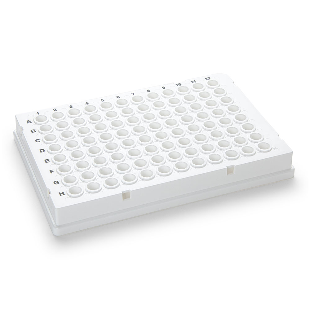 Globe Scientific 0.2mL 96-Well PCR Plate, Low Profile, Full Skirt, White Image